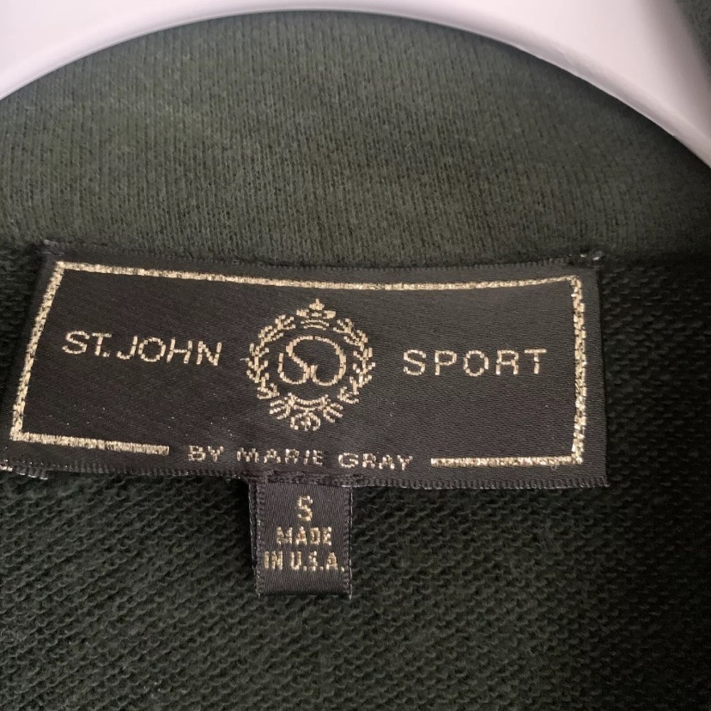 Vintage St. John Sport Dark Green Zip Sweater Jacket Top Old Money Preppy Chic S - Picture 4 of 11
